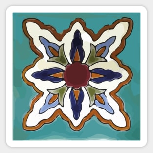 Aqua abstract cross mexican retro talavera tile Sticker